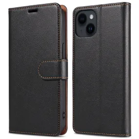001 For iPhone 15 Pro RFID Blocking Wallet  Magnetic Closure Phone Case PU Leather Stand Cover