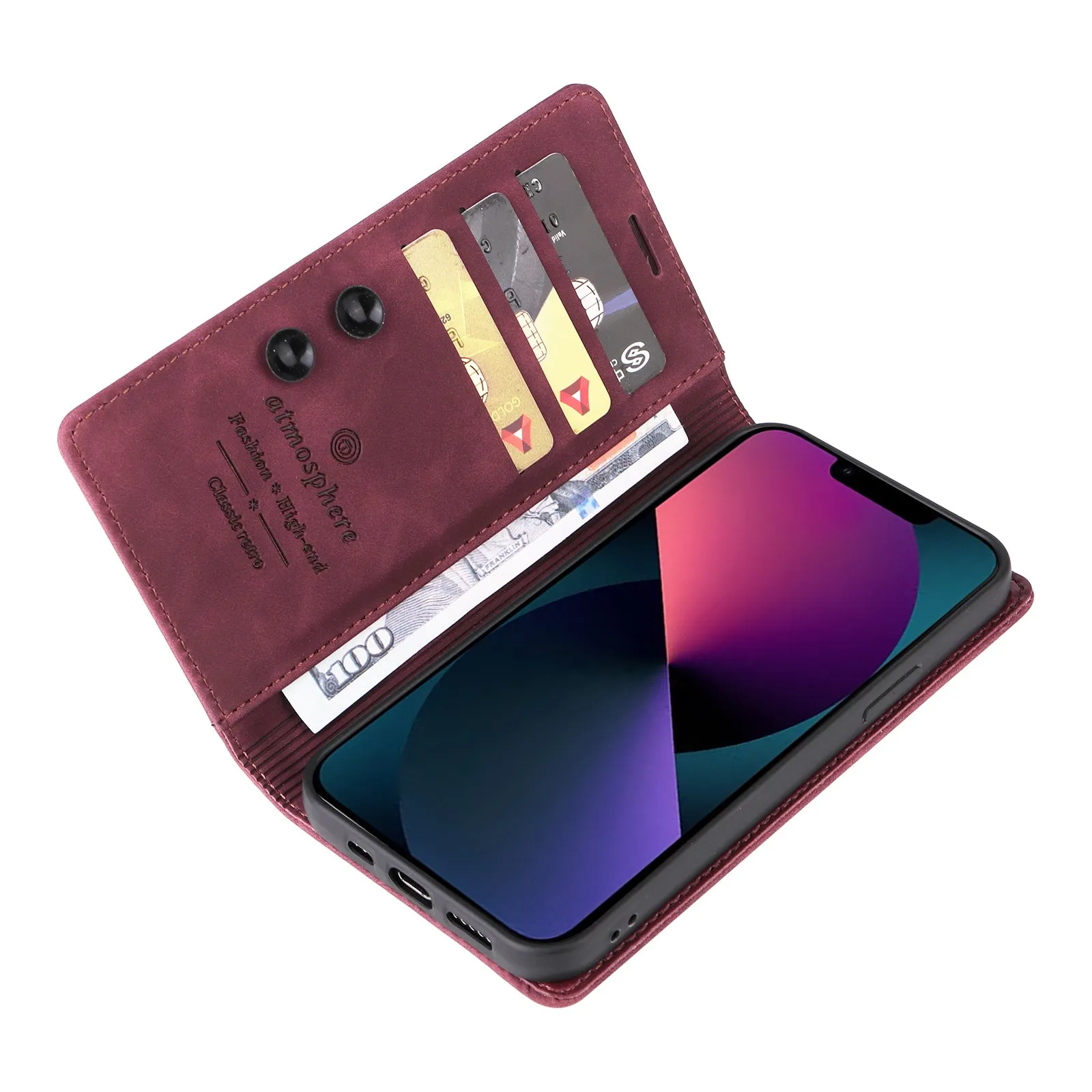 006 Series For iPhone 15 Case PU Leather Wallet Stand Anti-drop Phone Cover