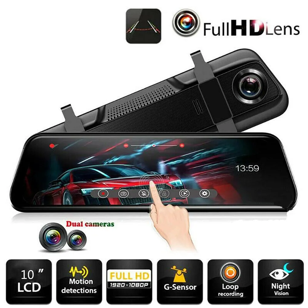 10-inch Streaming Media Rearview Mirror Recorder 1080P HD 2.5d