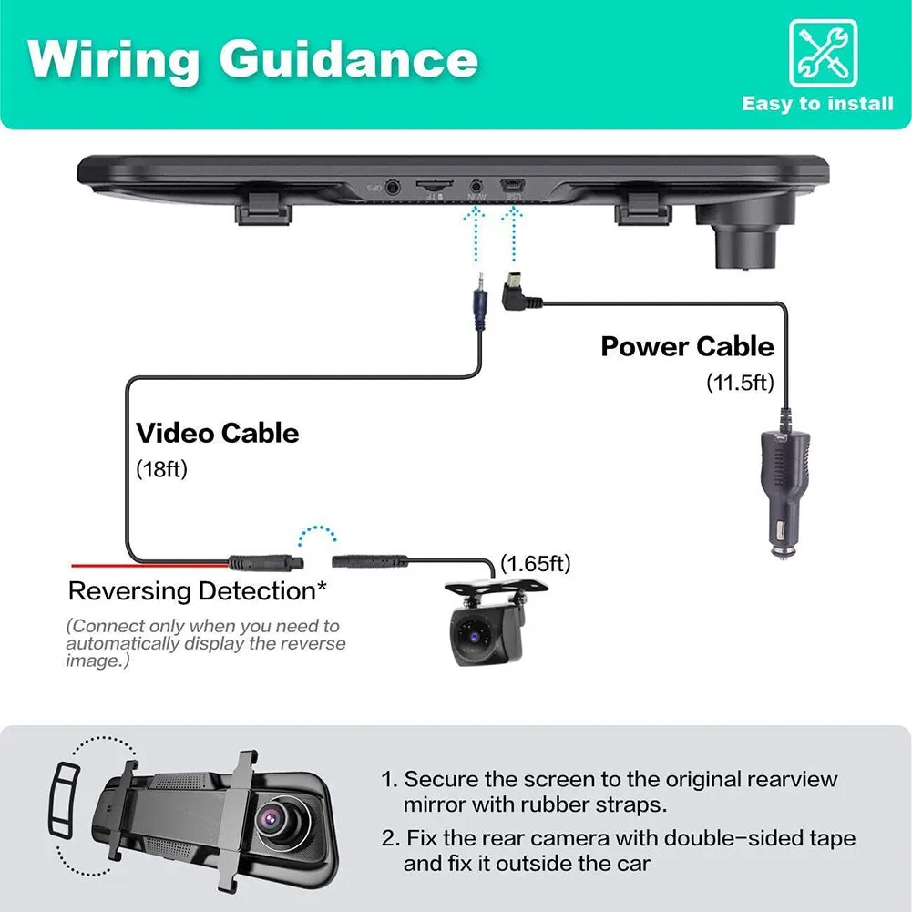 10-inch Streaming Media Rearview Mirror Recorder 1080P HD 2.5d