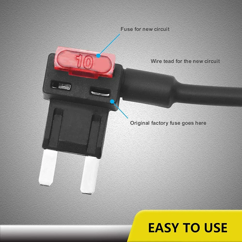 10-Pack 12V Automotive Fuse Tap Adapter Kit with Mini ATS Blade Fuse Holders