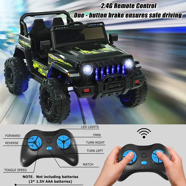 12V Kids Ride-on Jeep Car with 2.4G Remote Control - Black