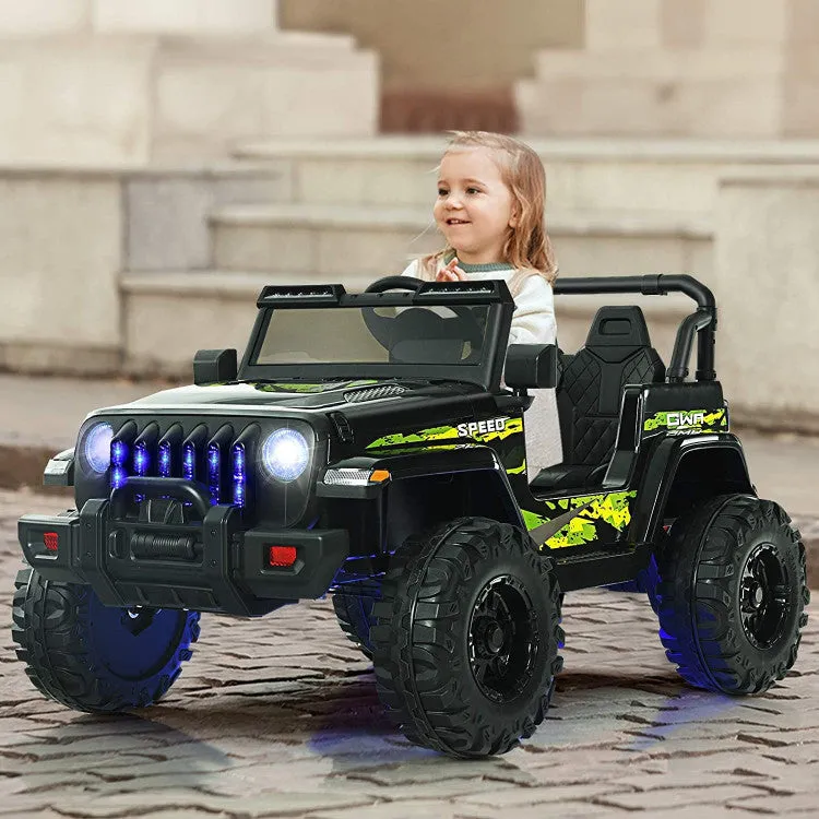 12V Kids Ride-on Jeep Car with 2.4G Remote Control - Black