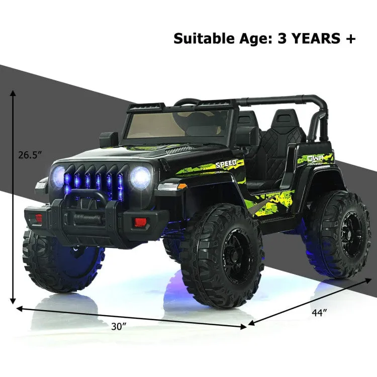 12V Kids Ride-on Jeep Car with 2.4G Remote Control - Black