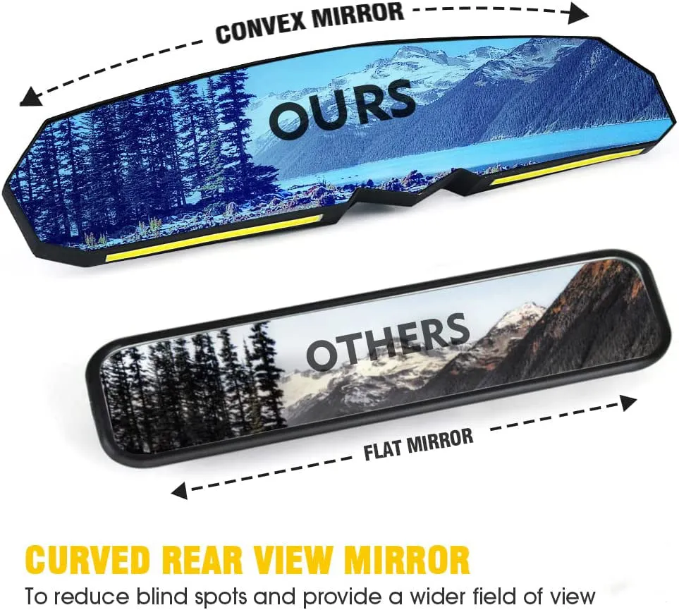 17" UTV Rearview Center Mirror, w/ COB LED Lights & Rocker Switch