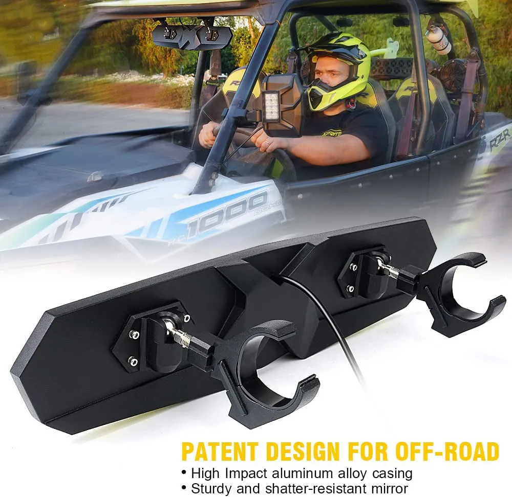 17" UTV Rearview Center Mirror, w/ COB LED Lights & Rocker Switch