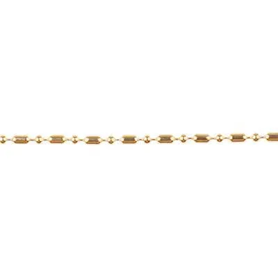 1mm Gold Plated Brass Dot-Dash Ball Chain by the Foot