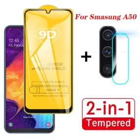 2 In 1 on For Samsung Galaxy A50 2019 Camera Lens Film & 9D Screen Protector Protective Tempered Glass for Galaxy SM A50 A505F
