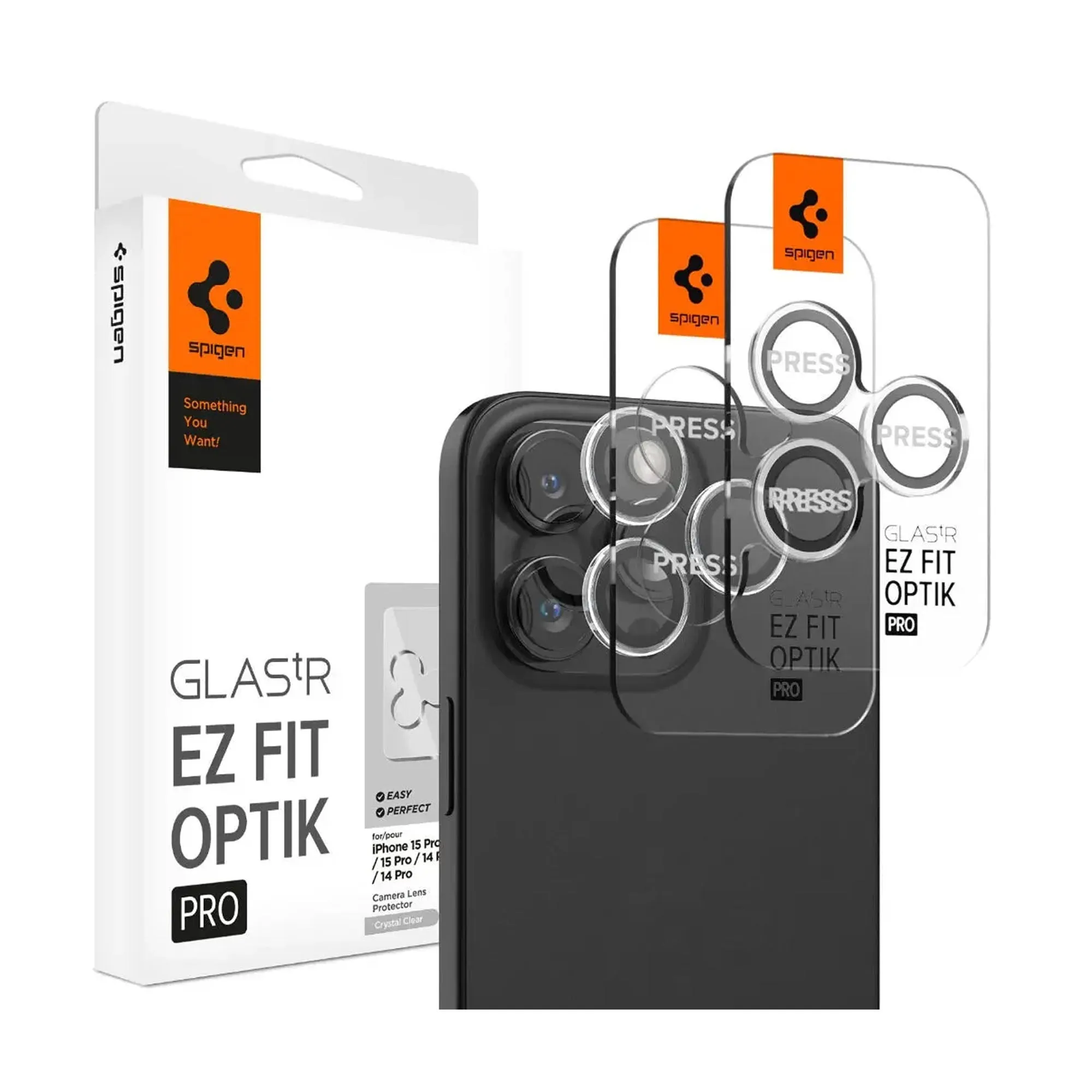 [2 PACK] Spigen Glas.tR EZ Fit Optik Pro Lens Protector for iPhone 16/15/14 Pro & Pro Max