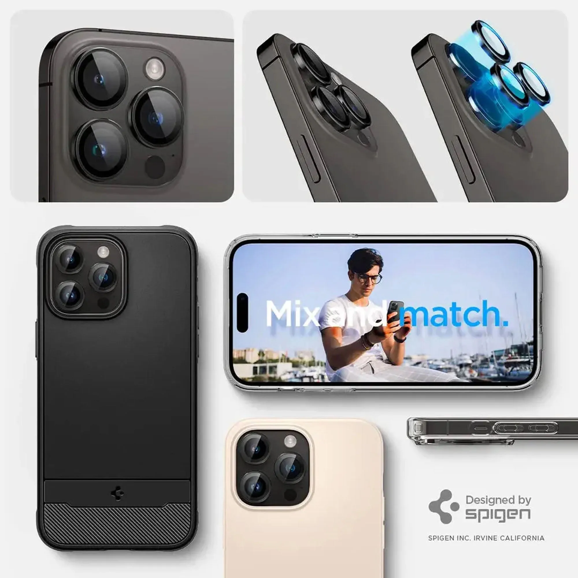 [2 PACK] Spigen Glas.tR EZ Fit Optik Pro Lens Protector for iPhone 16/15/14 Pro & Pro Max
