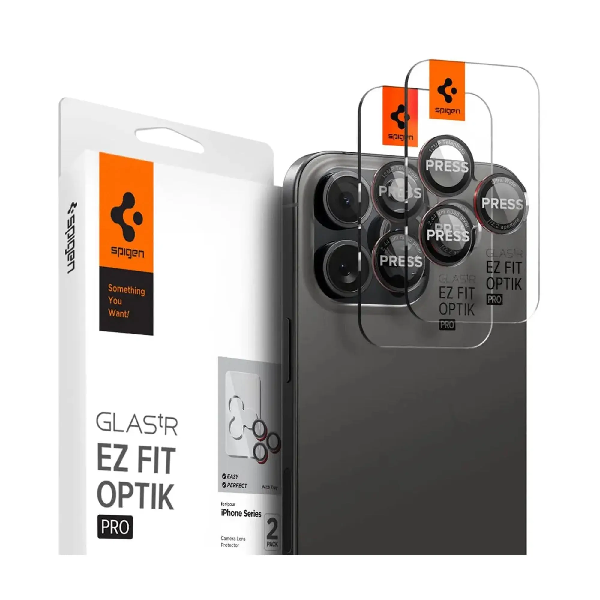 [2 PACK] Spigen Glas.tR EZ Fit Optik Pro Lens Protector for iPhone 16/15/14 Pro & Pro Max