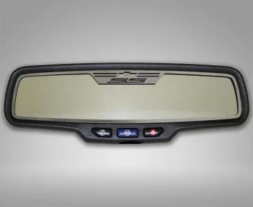 2010-2014 Camaro SS - Rear View Mirror Trim 'SS' Rectangle mirror w/sensor - Brushed Stainless Steel