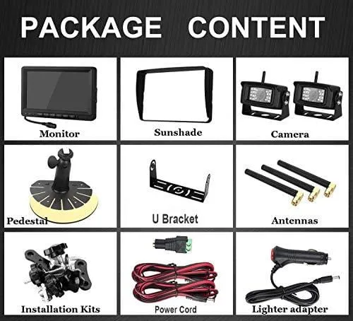 2019 Vision FHD 1080P Digital Wireless Dual Backup Cameras 7''DVR Monitor Kit for RVs,Trucks,5th Wheels Support Split/Quard View Screen High-Speed Observation System IP69K Waterproof Driving/Reverse