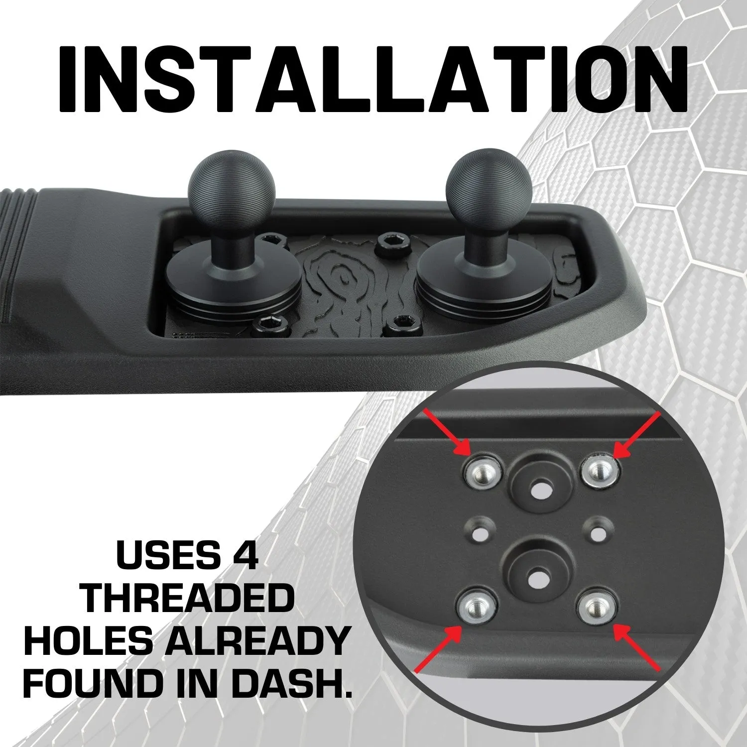 2024  Jeep Wrangler JL & Jeep Gladiator Passenger Side Dual Ball Metal Dash Mount Phone Holder