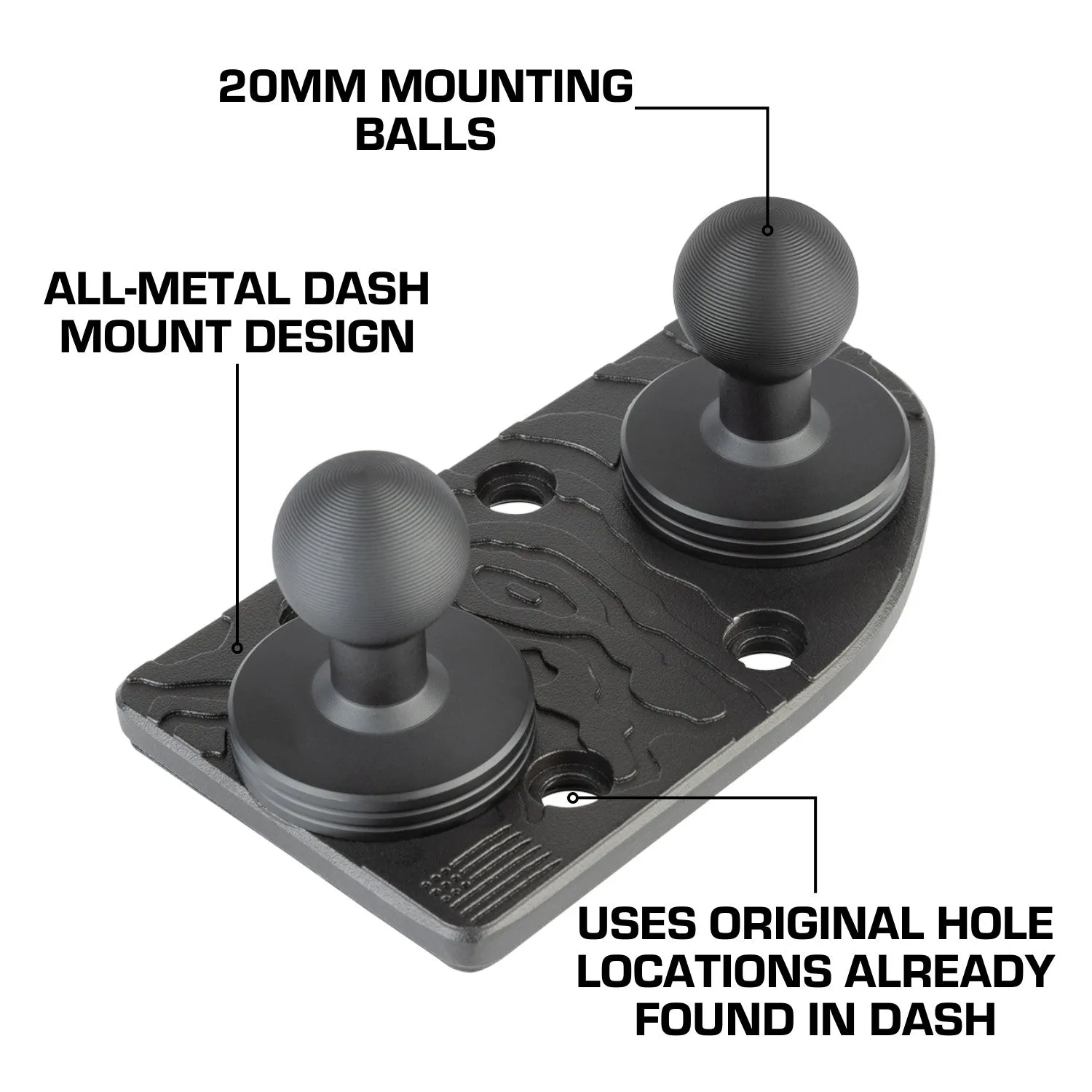 2024  Jeep Wrangler JL & Jeep Gladiator Passenger Side Dual Ball Metal Dash Mount Phone Holder