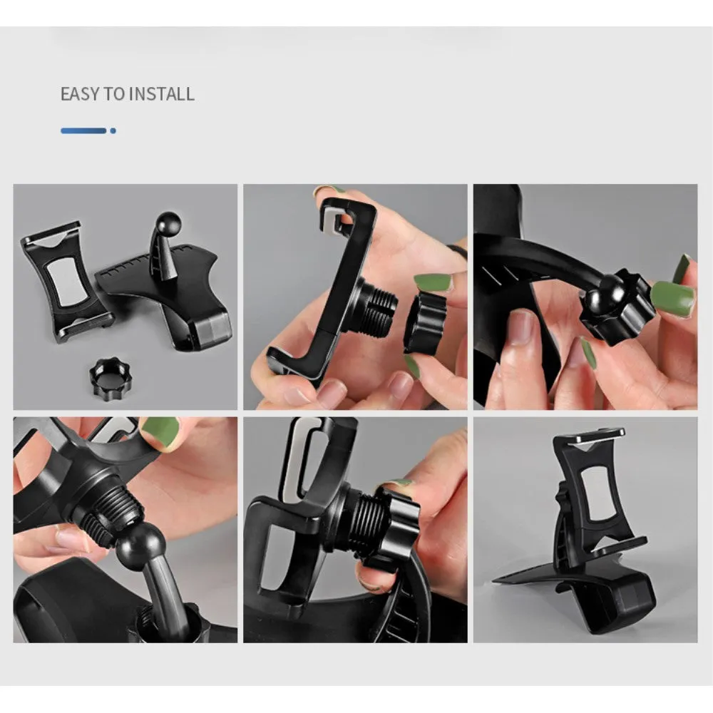 3 in 1 Car GPS Smartphone Holder: Dashboard / Visor Clamp   AC Grid Clip for Oppo Mirror 3 - Black