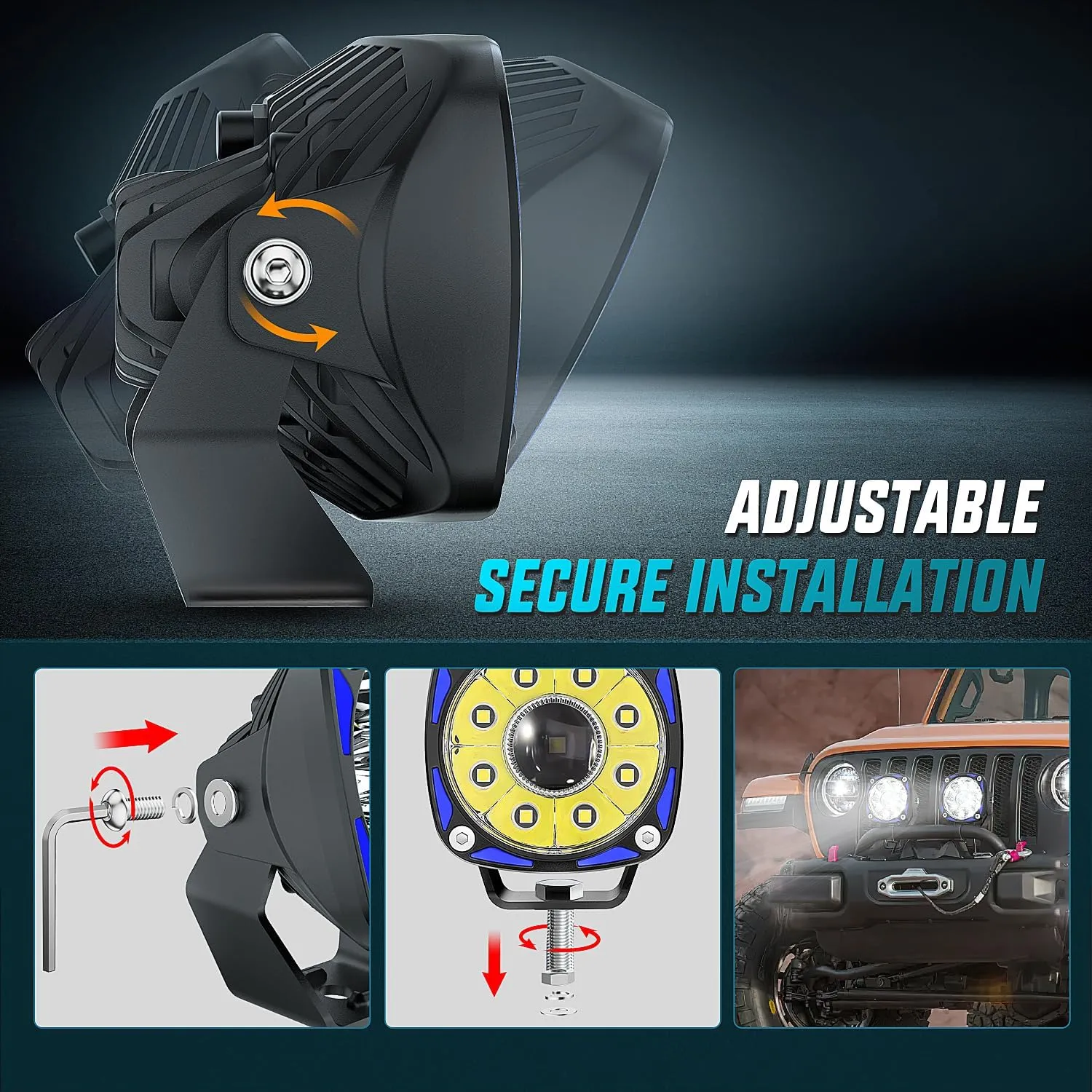 3 Inch 9LED Round Spot Night Vision Auxiliary Ditch LED Light Pods