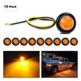 3/4 inch Amber Round LED Marker Lights (10 Pcs)