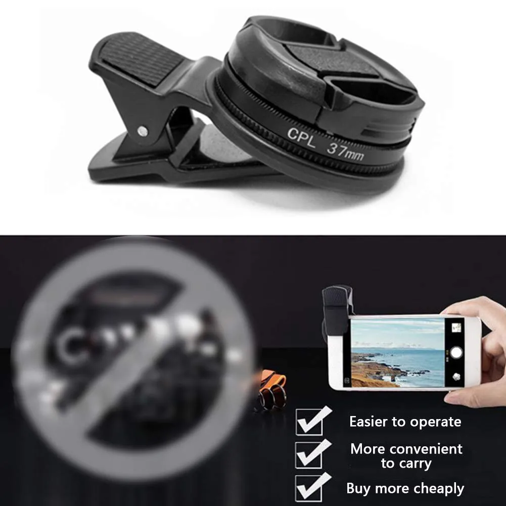 37mm CPL Phone Camera Lens, Universal Polarizer Clip-On Cellphone CPL Filter Compatible with iPhoneSamsung/Android Smartphones