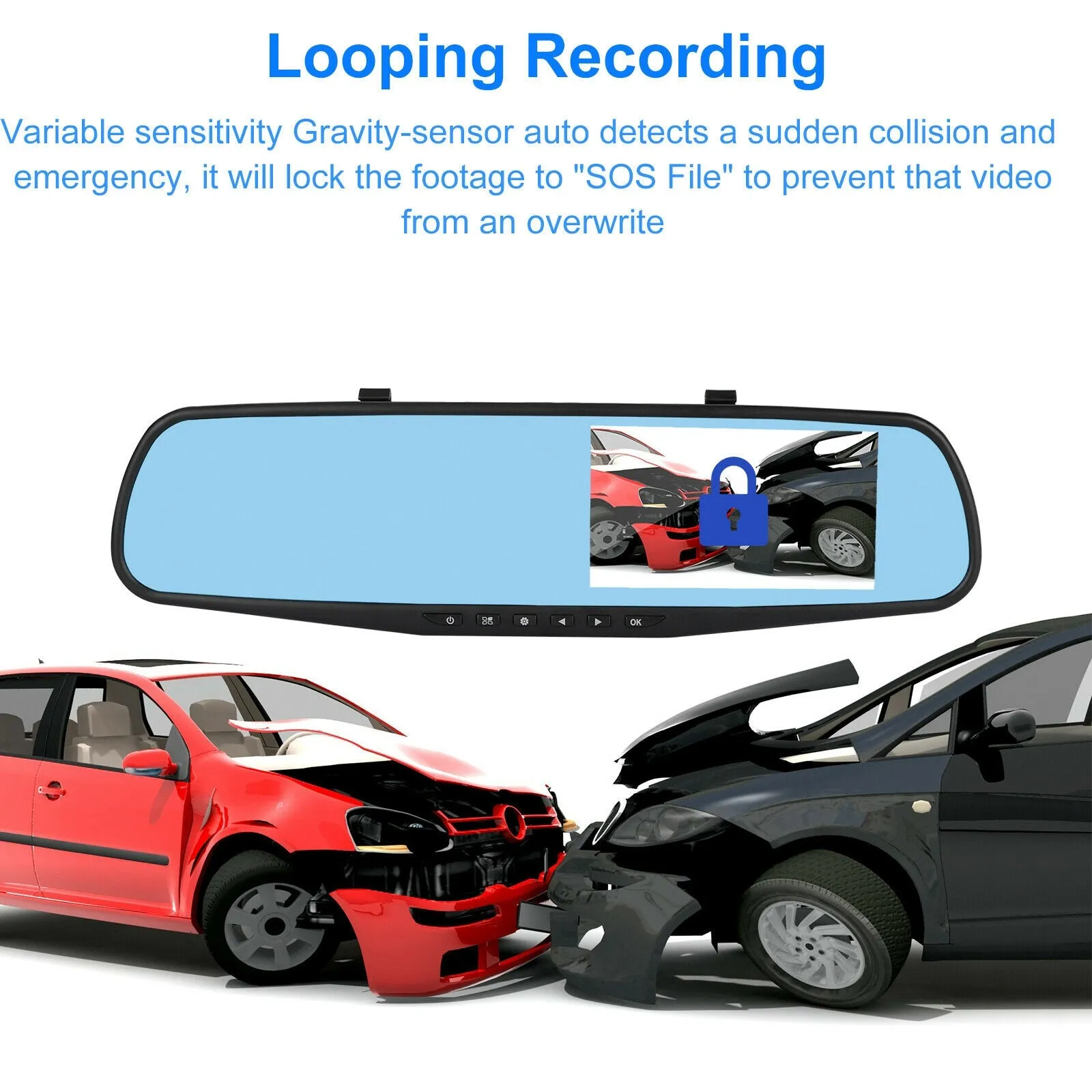 4.3-inch Rearview Mirror Car Driving Recorder Front Rear Double