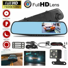 4.3-inch Rearview Mirror Car Driving Recorder Front Rear Double