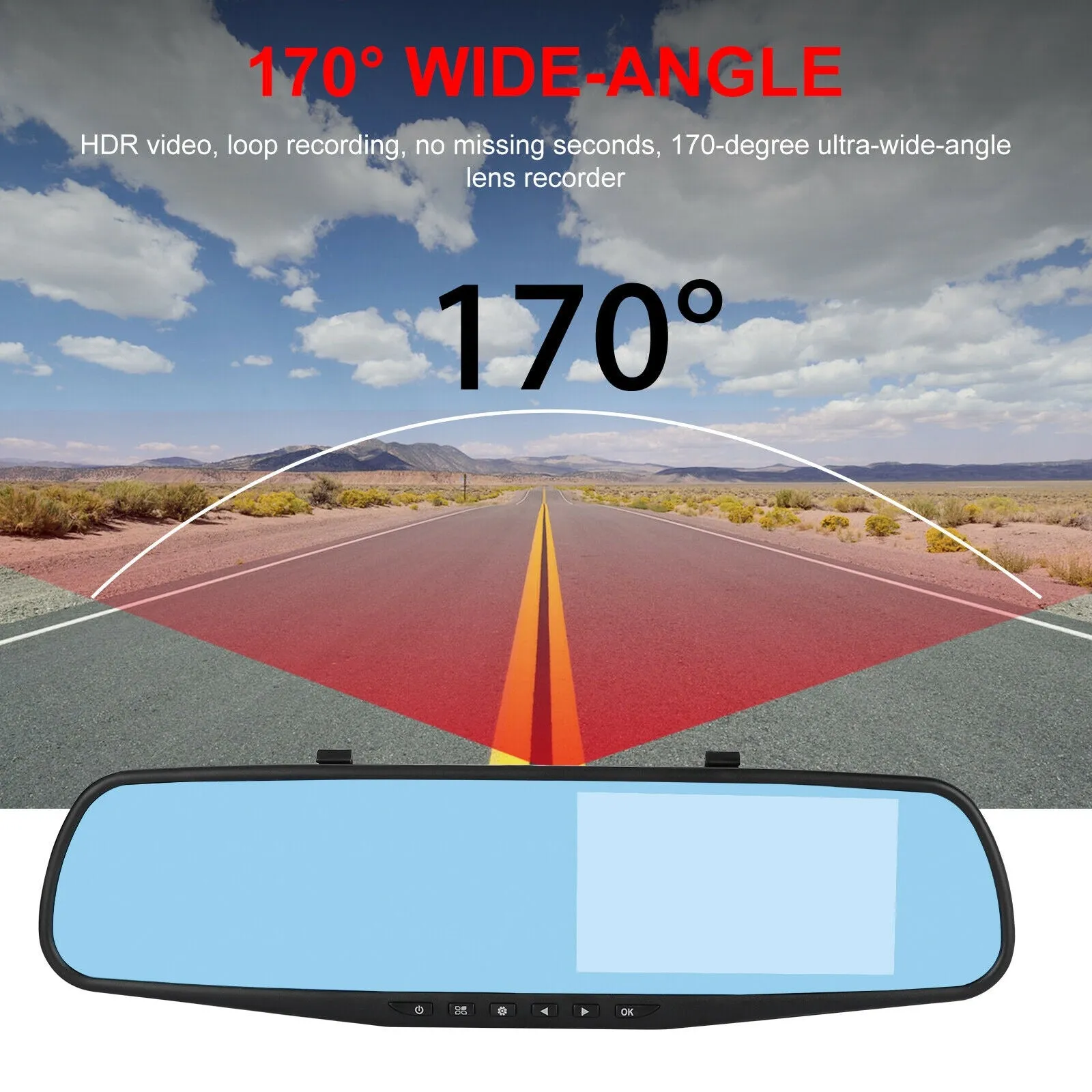 4.3-inch Rearview Mirror Car Driving Recorder Front Rear Double