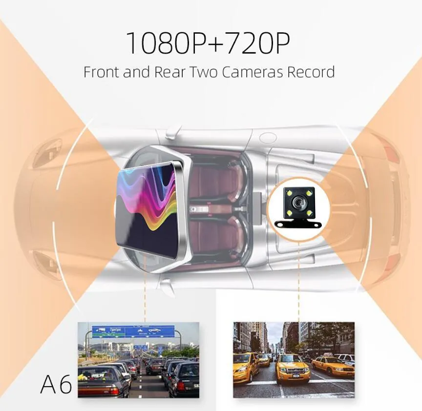 5 Inches IPS Screen Car DVR A6 Rear View Mirror Type 1080P Full