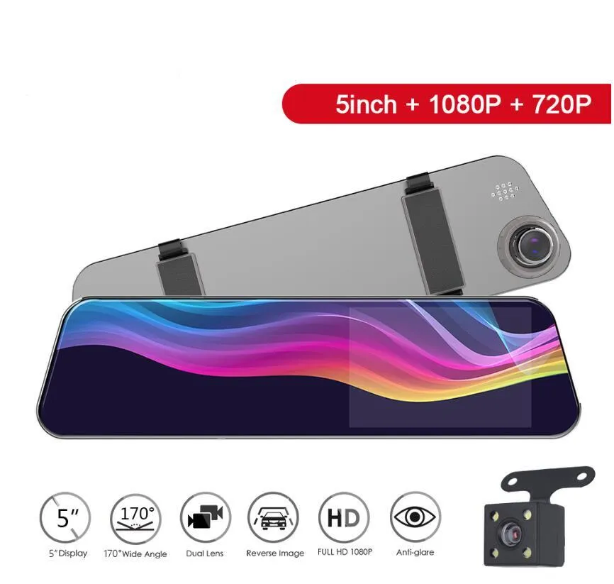 5 Inches IPS Screen Car DVR A6 Rear View Mirror Type 1080P Full