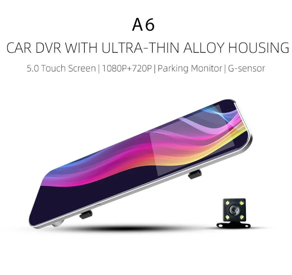 5 Inches IPS Screen Car DVR A6 Rear View Mirror Type 1080P Full