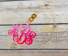 Acrylic Monogram Keychain. Rearview Mirror Charm.