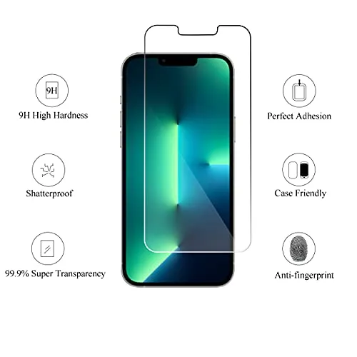 Ailun 2Pack Screen Protector Compatible for iPhone 13 Pro [6.1 inch] Display 2021   2 Pack Camera Lens Protector,Tempered Glass Film,[9H Hardness] - HD [Not for iPhone 13 Pro Max]