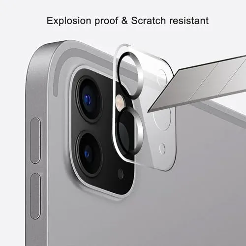 Ailun Screen Protector for iPad Pro 11 inch 2024 5th Generation 2 Pack   2 Pack Camera Lens Protector,Tempered Glass 0.33mm,Face ID & Apple Pencil & Case Compatible [4 Pack]