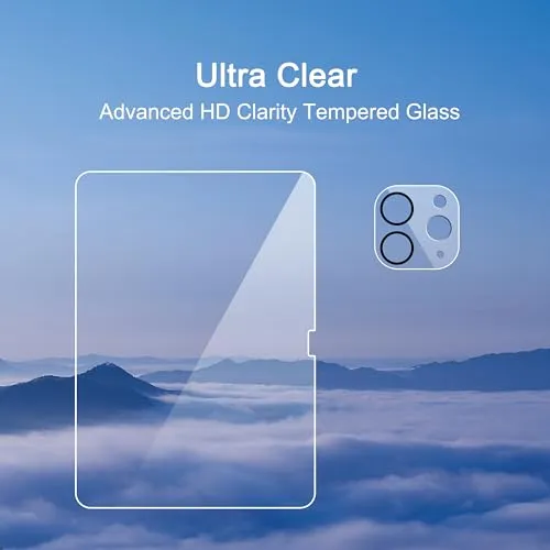 Ailun Screen Protector for iPad Pro 11 inch 2024 5th Generation 2 Pack   2 Pack Camera Lens Protector,Tempered Glass 0.33mm,Face ID & Apple Pencil & Case Compatible [4 Pack]