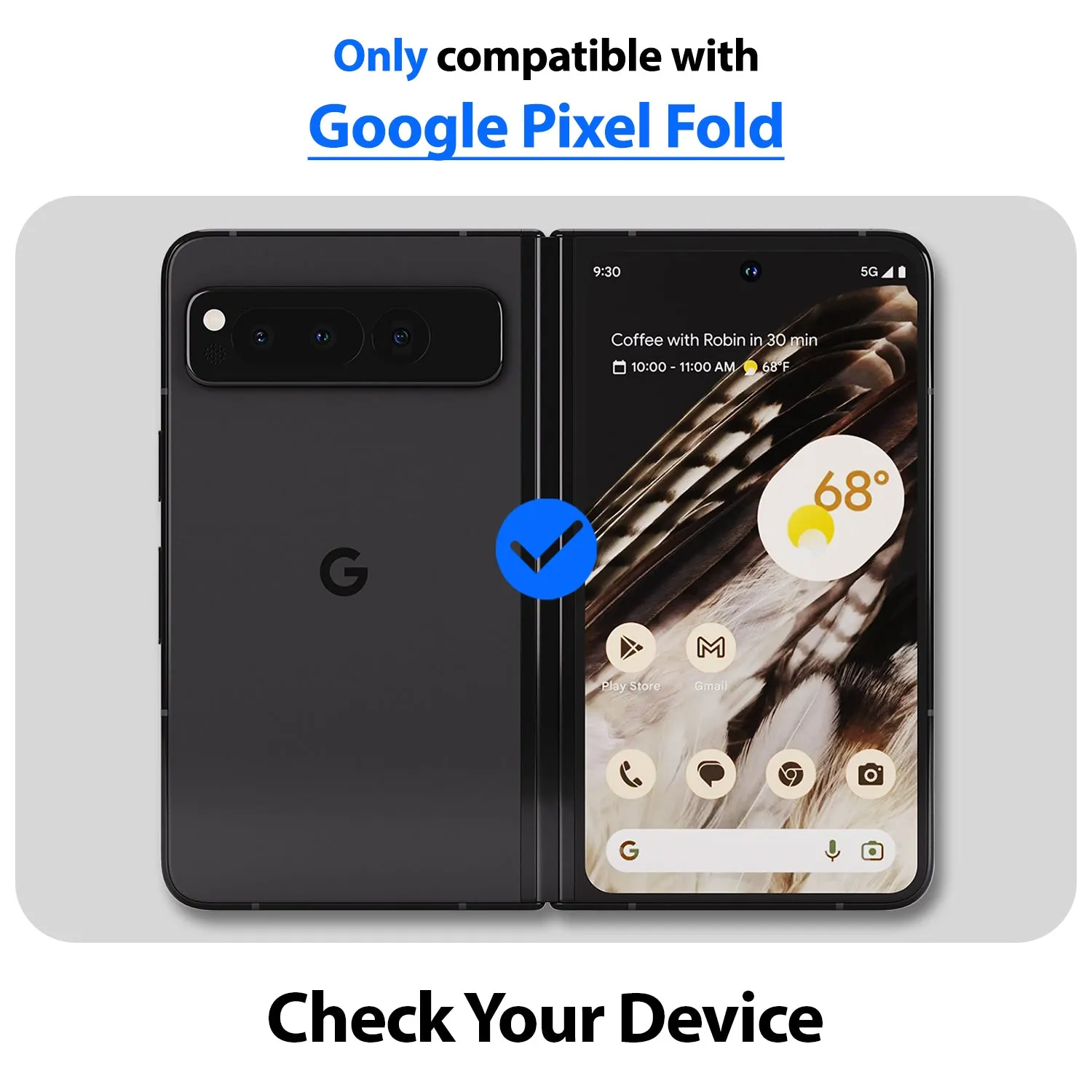 [All in One] Google Pixel Fold (2023) Front EA Tempered Glass, Inside Flexible EPU Screen Protector, 9H Glass Camera Lens Protector [Easy Install] - 2 2 2 Pack