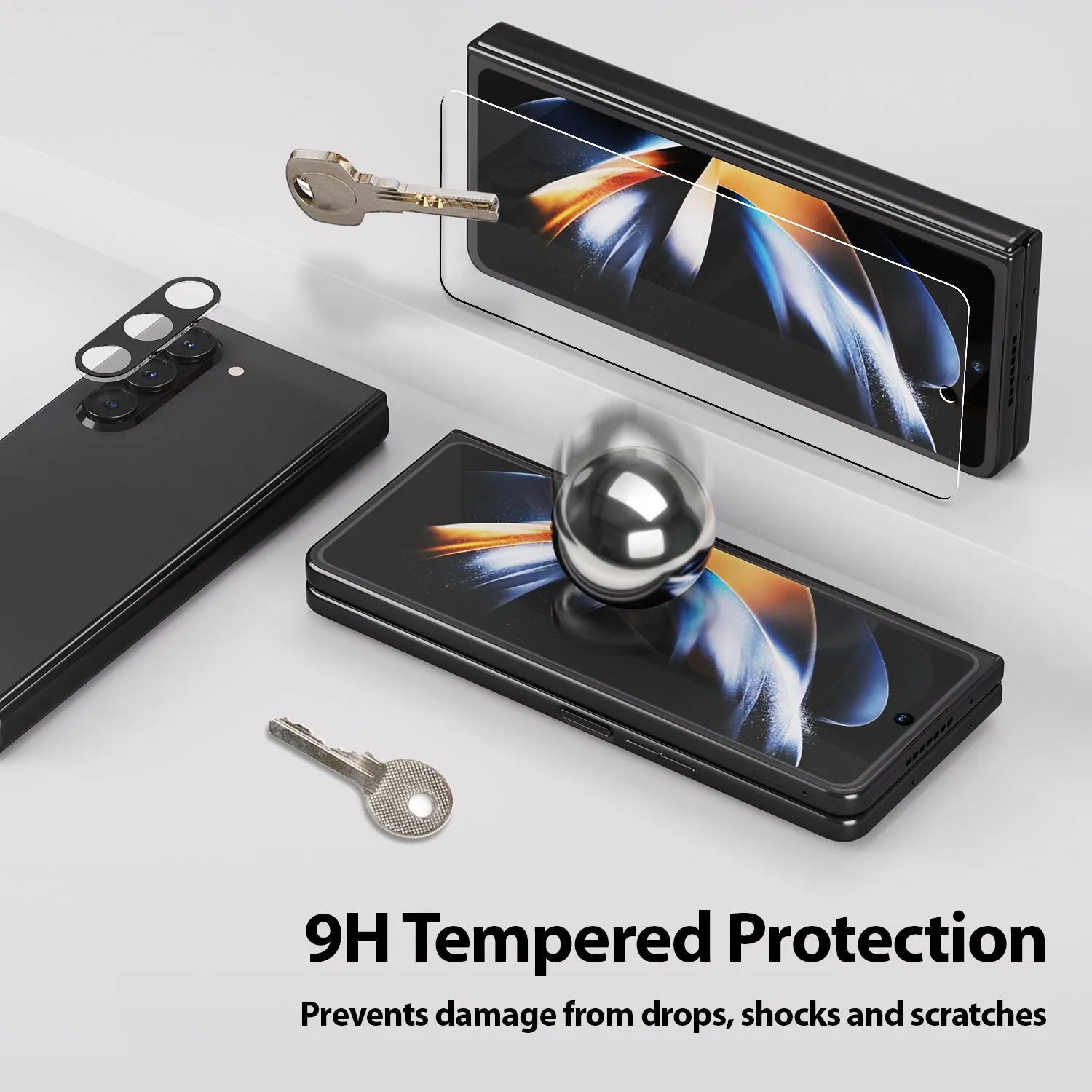 [All in One] Samsung Galaxy Z Fold 5 (2023) Front EA Tempered Glass Screen Protector, Inside Flexible EPU Film, 9H Tempered Glass Camera Protector [Easy Install] 2 2 2 Pack