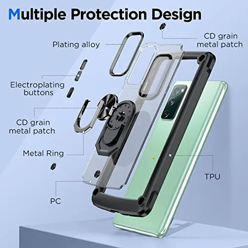 ANTSHARE for Samsung Galaxy S20 FE Case,S20 Fe Case with 2 Pack Screen Protector   1 Pack Camera Protector,Slim Protective Case with Kickstand Clear Hard Back Soft Bumper for Galaxy S20 FE 5G (Green)