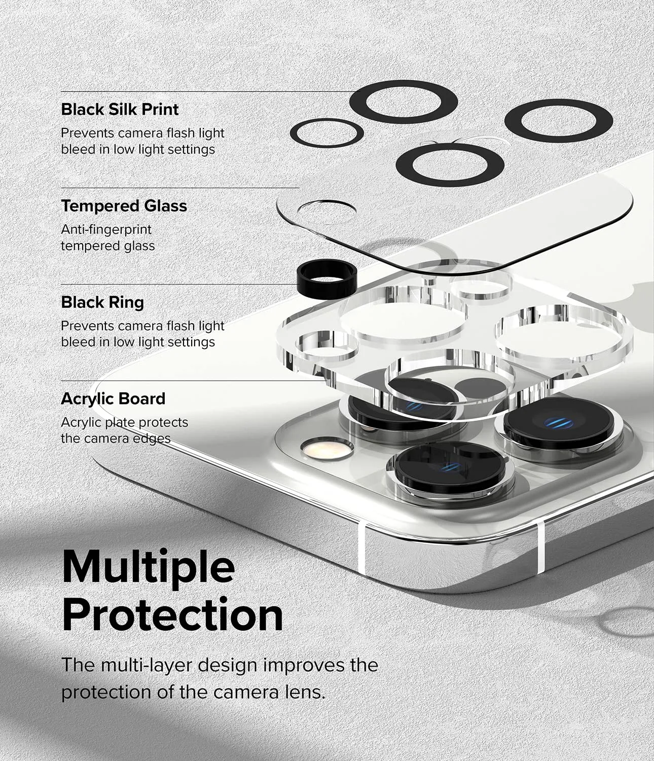 Apple iPhone 14 Pro / 14 Pro Max | Invisible Defender Camera Protector Glass| 2 Pack