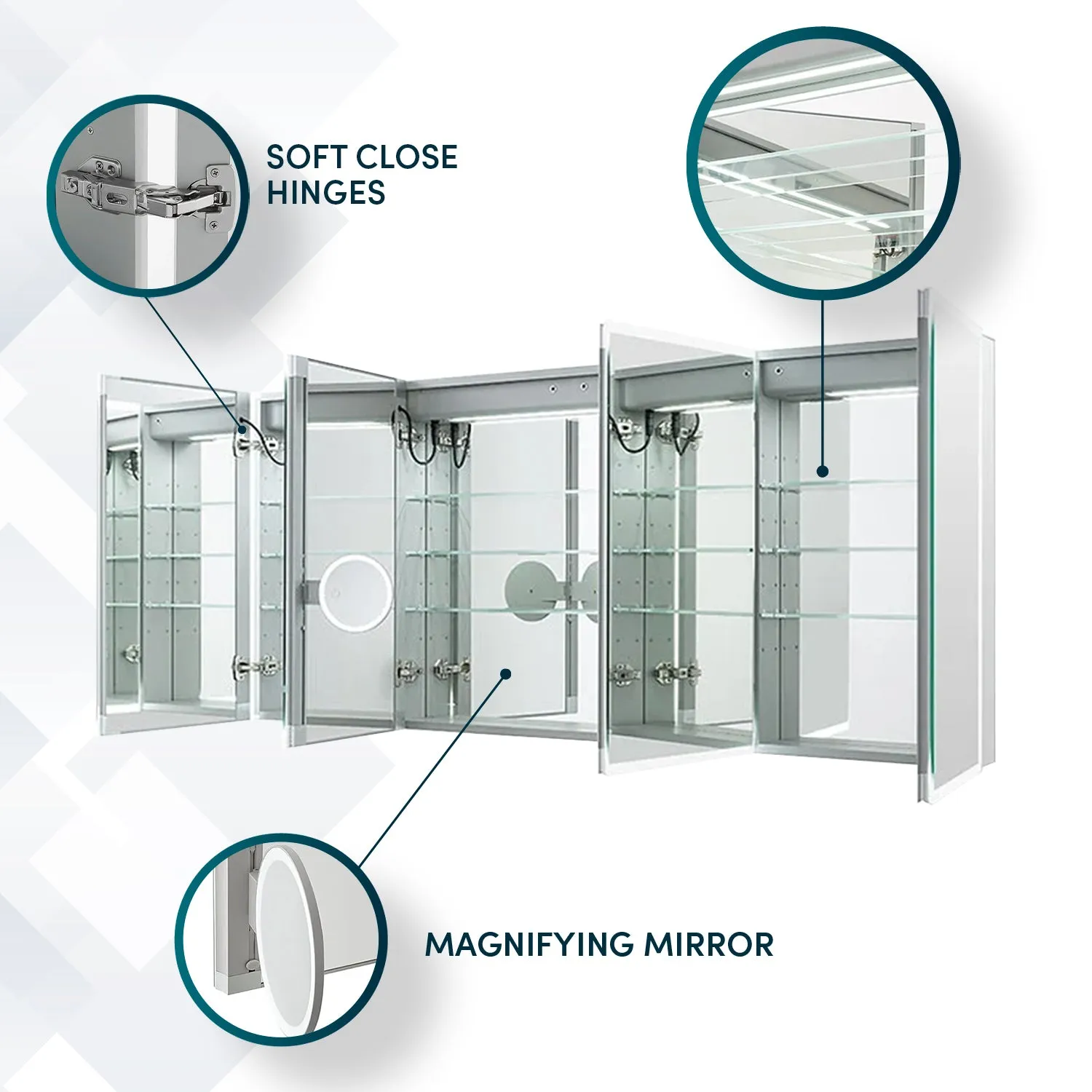 Aquadom Edge Royale 72x32 LED Lighted Medicine Cabinets