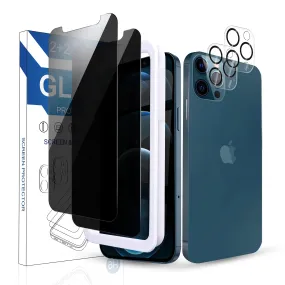 Arae 2 Pack Camera Lens Protector for iPhone 12 Pro   2 Pack Privacy Screen Protector, HD Tempered Glass Anti Spy Anti Scratch Work with Most Case, 6.1inch