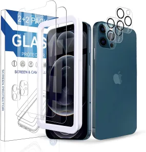 Arae 2 Pack Camera Lens Protector for iPhone 12 Pro Max   2 Pack Screen Protector, HD Tempered Glass Anti Scratch Work with Most Case, 6.7 inch