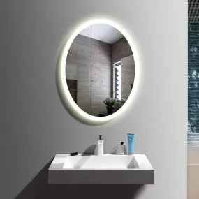 Artessa Minimal LED Oval Mirror with Deofgger, Dimmer, 3-Colour LED for Bathroom (76 x 50 CM)