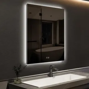 Artessa Minimalist Rectangular LEd Mirror with Defogger, Dimmer-Option, 3-Colour LED for Bathroom (120 x 90 CM)