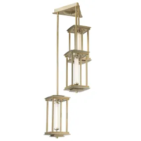 Athena Triple Short LED Lantern in Modern Brass