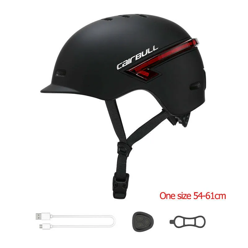 Cairbull Newest Road Bike Helmet Black and White Color with Telecontrol LED Turning Lights and Warning Lights for Men and Women
