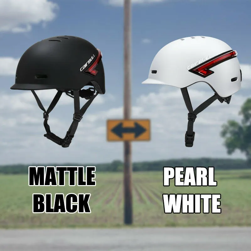 Cairbull Newest Road Bike Helmet Black and White Color with Telecontrol LED Turning Lights and Warning Lights for Men and Women