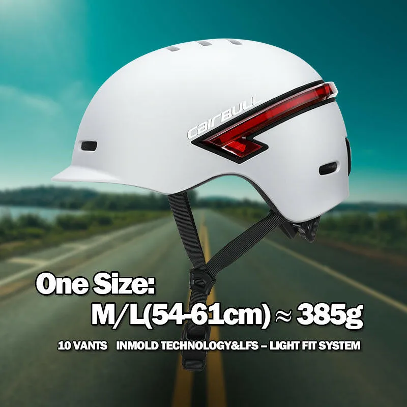 Cairbull Newest Road Bike Helmet Black and White Color with Telecontrol LED Turning Lights and Warning Lights for Men and Women