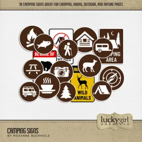 Camping Signs Digital Scrapbook Kit