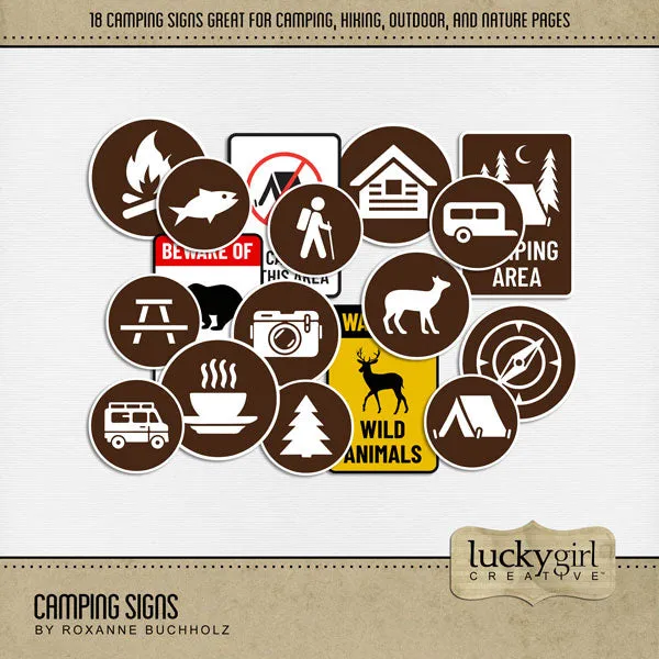 Camping Signs Digital Scrapbook Kit