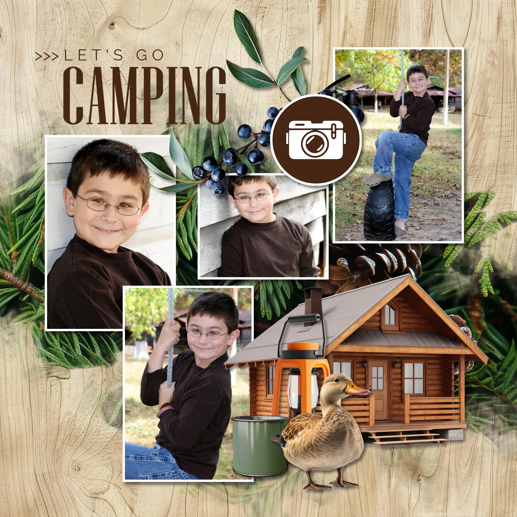 Camping Signs Digital Scrapbook Kit