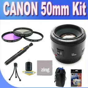 Canon EF 50mm f/1.8 II Camera Lens   3 Piece Filter Kit w/Case   Lens Pouch   Microfiber Cleaning Cloth   Lens Pen Cleaner   Accessory Saver Bundle